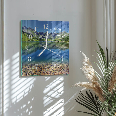 Glass clock square Mountain lake