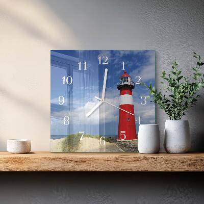 Glass clock square Lighthouse