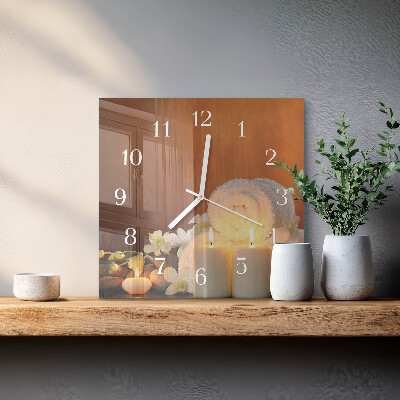 Square wall clock Spa candles