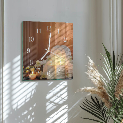 Square wall clock Spa candles