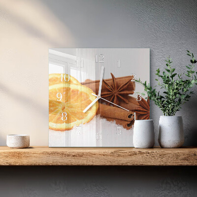 Glass wall clock square Lemon vanilla