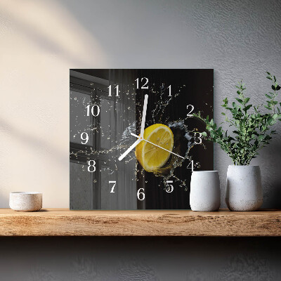 Glass clock square Citrus