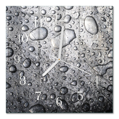 Glass wall clock square Drops