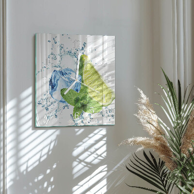 Square wall clock Lime and mint
