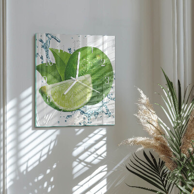 Glass wall clock square Calcium carbonate