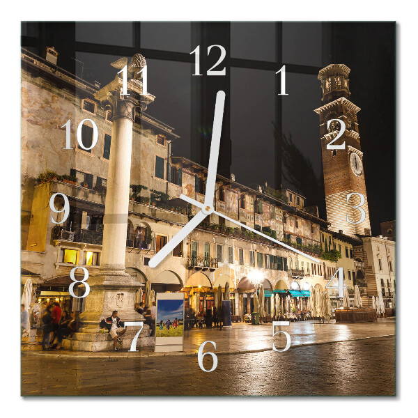 Glass clock square Night city
