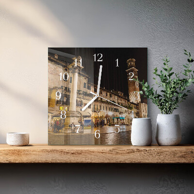 Glass clock square Night city
