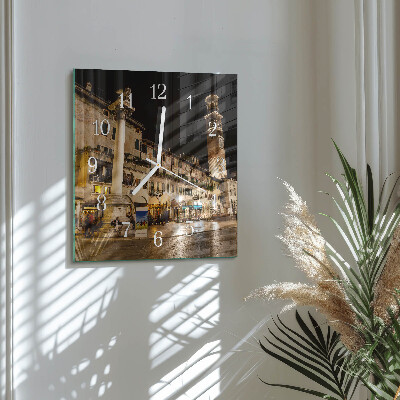 Glass clock square Night city
