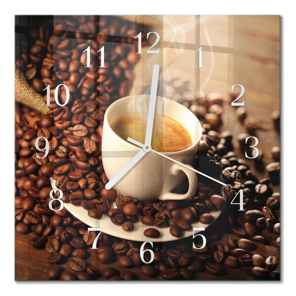 Square kitchen clock A cup of coffee