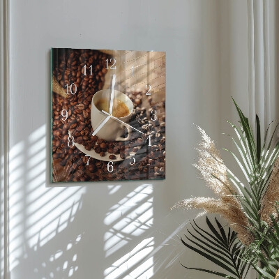 Square kitchen clock A cup of coffee