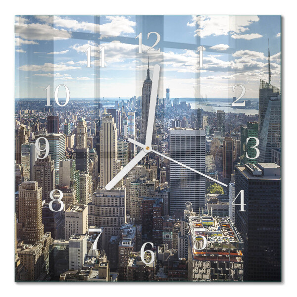 Glass wall clock square City