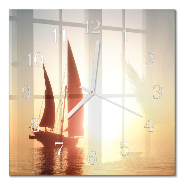 Square wall clock Sailboat
