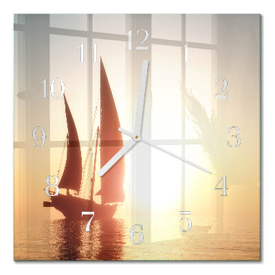 Square wall clock Sailboat