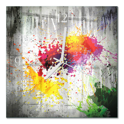 Glass wall clock square Stains