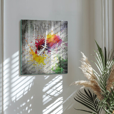 Glass wall clock square Stains