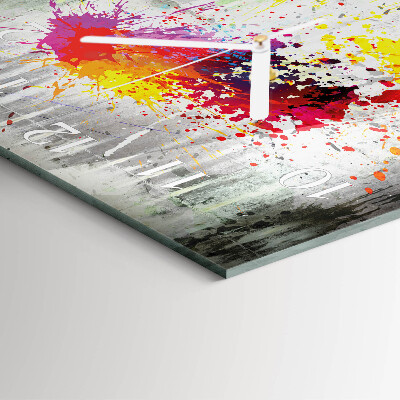 Glass wall clock square Stains