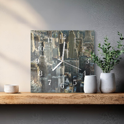 Glass wall clock square Horizon