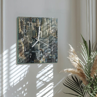 Glass wall clock square Horizon