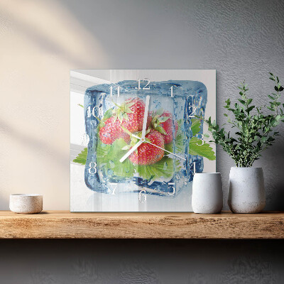 Glass clock square Strawberry ice cream