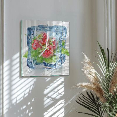 Glass clock square Strawberry ice cream