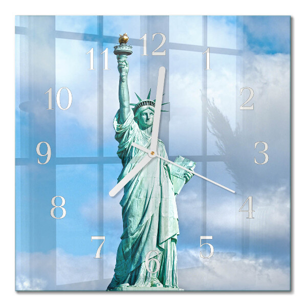 Glass wall clock square Statue of liberty