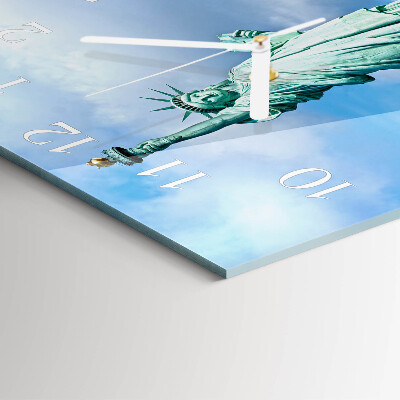 Glass wall clock square Statue of liberty