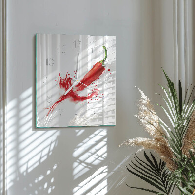 Square kitchen clock Chili pepper