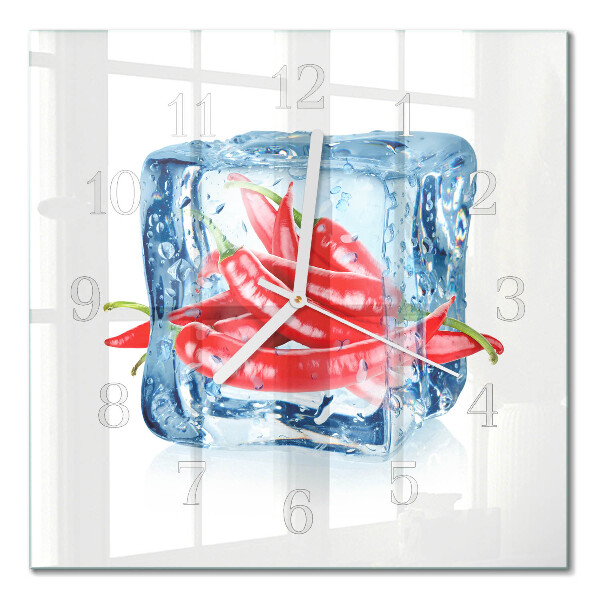 Glass wall clock square Chili with ice cream
