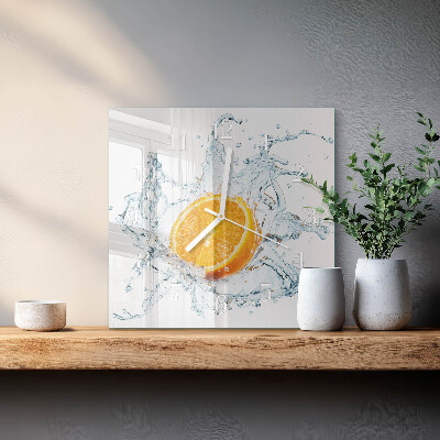 Glass wall clock square Water