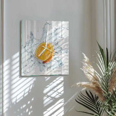 Glass wall clock square Water