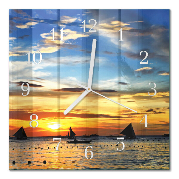 Square wall clock Sunset
