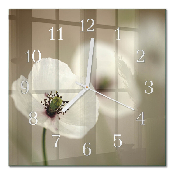 Glass wall clock square Poppy