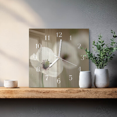 Glass wall clock square Poppy