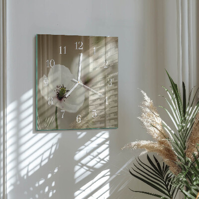Glass wall clock square Poppy