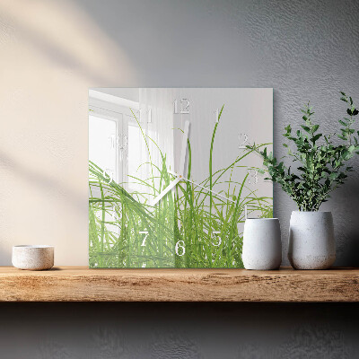 Square kitchen clock Grass