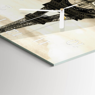 Glass wall clock square Paris