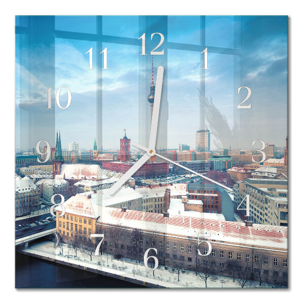 Glass clock square Winter city