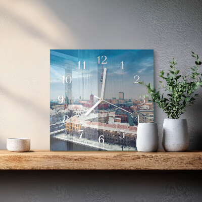 Glass clock square Winter city