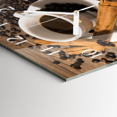 Glass wall clock square Cinnamon coffee