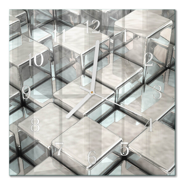 Glass wall clock square Dice