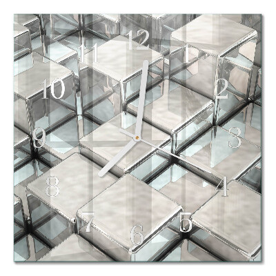 Glass wall clock square Dice