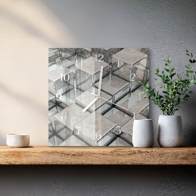 Glass wall clock square Dice
