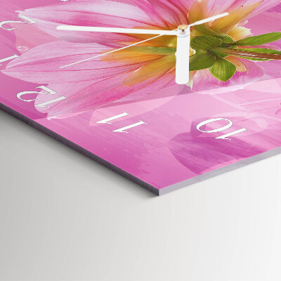 Glass clock square Flower