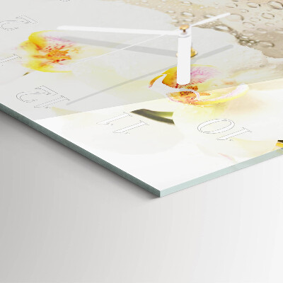 Glass wall clock square Orchid