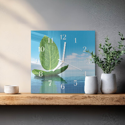Square kitchen clock Leaves