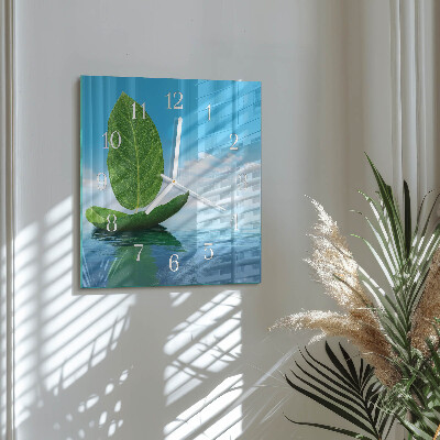 Square kitchen clock Leaves