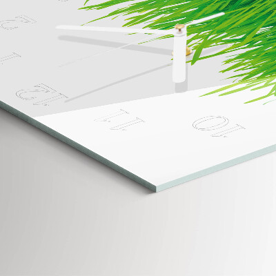 Glass clock square Grass