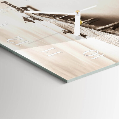 Glass wall clock square Wooden bridge