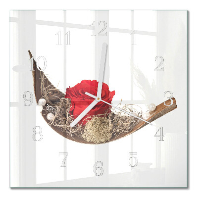 Glass clock square Rose