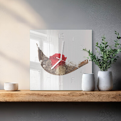 Glass clock square Rose